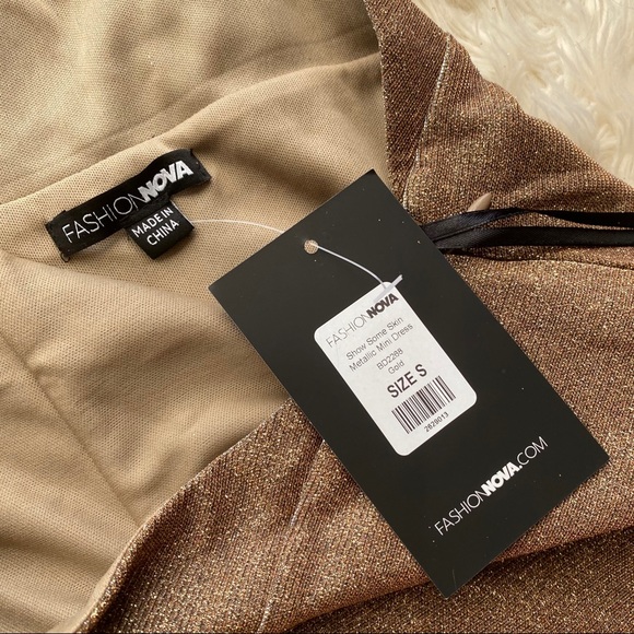 Fashion Nova Show Some Skin Metallic Mini Dress - Picture 4 of 5